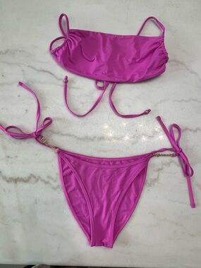 Salty Mermaid Bright Fuchsia Tie-Side Bikini Set
